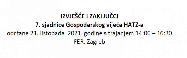 Izvješće i zaključci 7. sjednice Gospodarskog vijeća